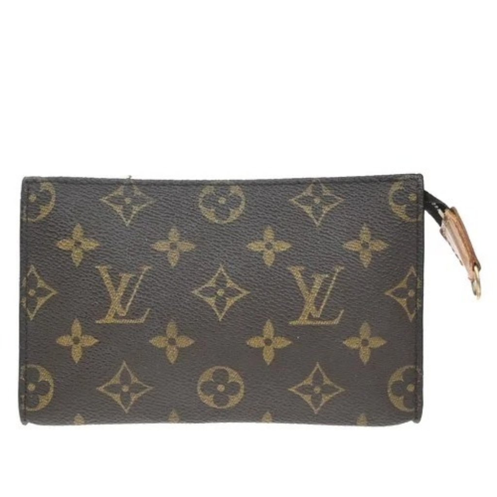 Louis Vuitton Logo Bucket Pm Pouch Bag Monogram Leather Brown France 60kp177